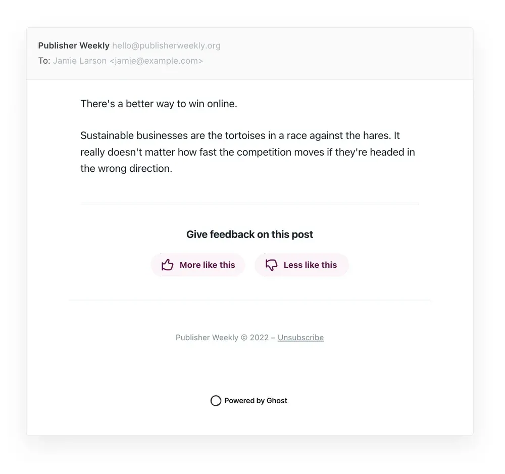 Feedback button responds to email recipients