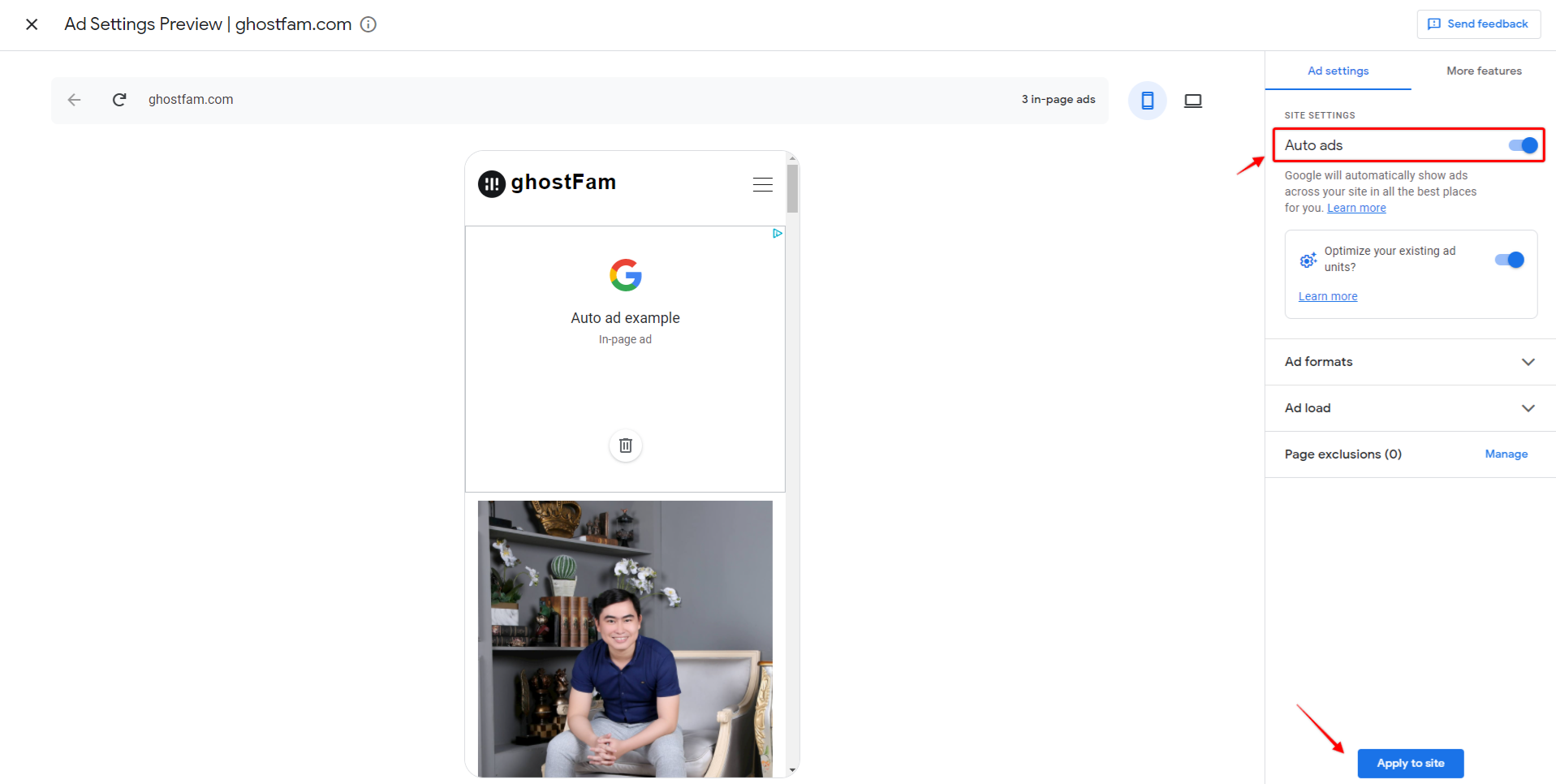 Auto-insert Google Adsense ads to monetize ghost blog