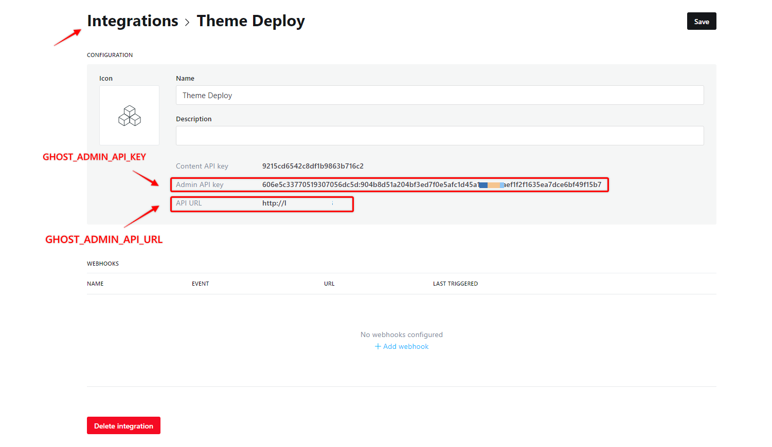 Create a new Custom Integration and get the Admin API Key