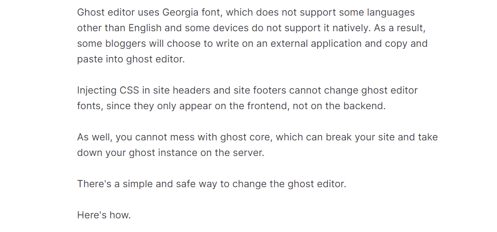 How to change fonts in Ghost Editor easily and safely